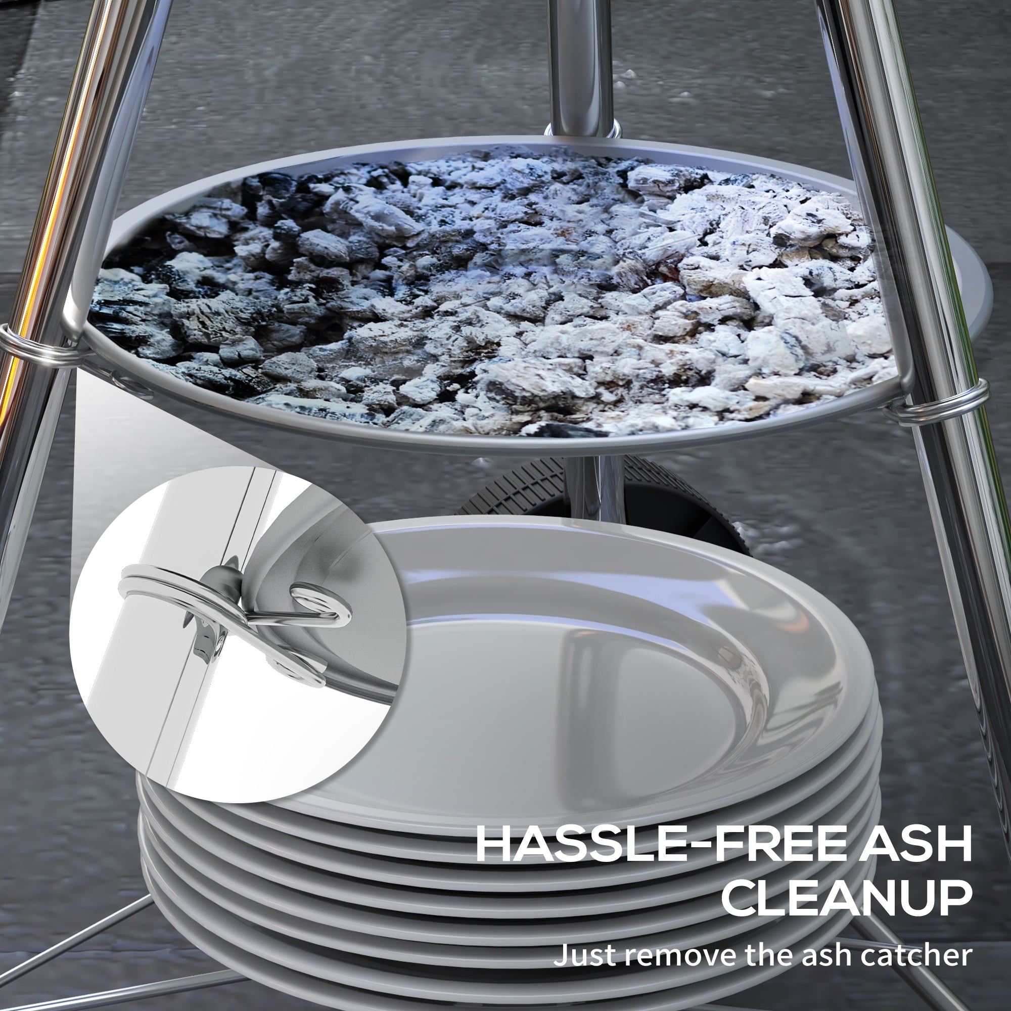 Kozy Portable Round Kettle Charcoal Grill BBQ Smoker with Lid Outdoor Heat Control Party Patio Barbecue Garden