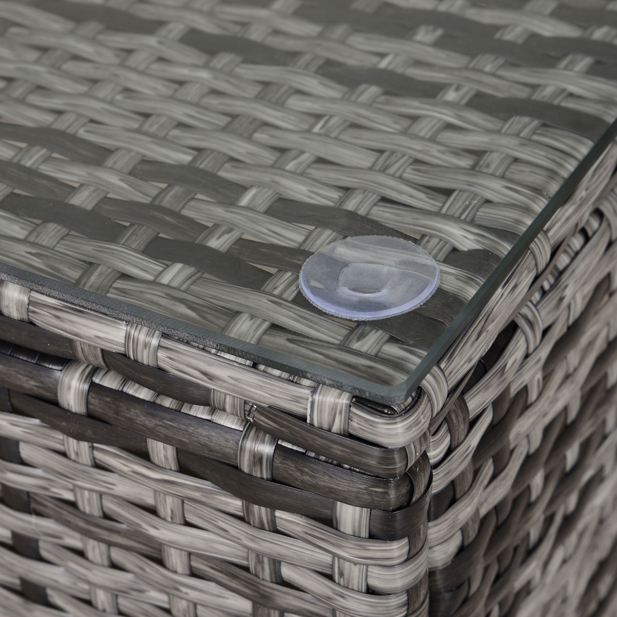 Kozy PE Rattan Garden Coffee Table, with Glass Table Top - Grey