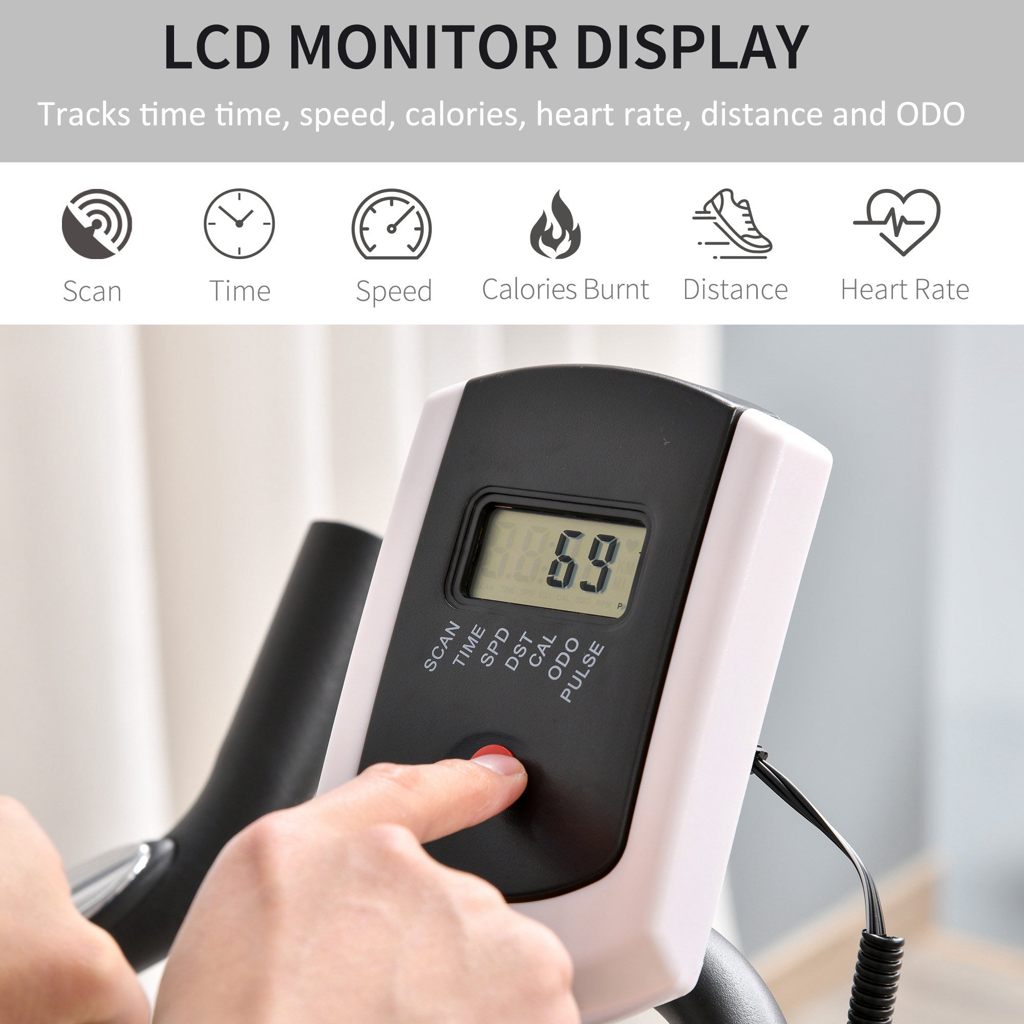 Kozy Upright Exercise Bike Indoor Training Cycling Machine Stationary Workout Bicycle with 10KG Flywheel and Adjustable Resistance Seat Handlebar LCD Display for Home Gym