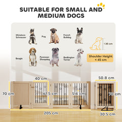 Kozy 4 Panel Freestanding Pet Gate, Indoor Dog Barrier with Lockable Door, Support Feet, 360° Flexible Hinges, Oak