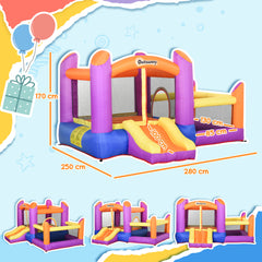 Kozy Kids Bouncy Castle House Inflatable Trampoline Slide Water Pool 3 in 1 with Blower for Kids Age 3-8 Multi-color 2.8 x 2.5 x 1.7m