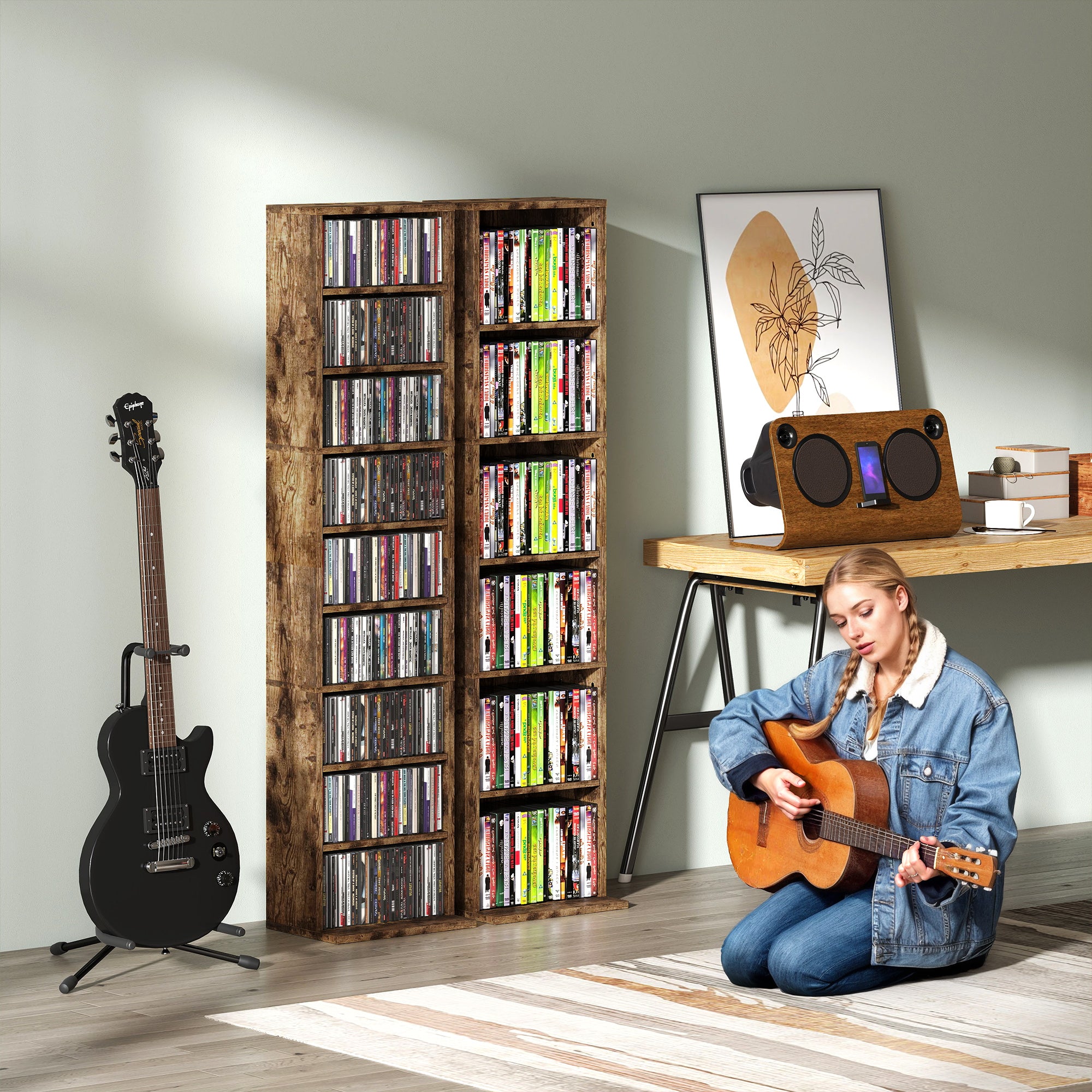 Kozy 260 Narrow CD Storage Unit - Rustic Brown