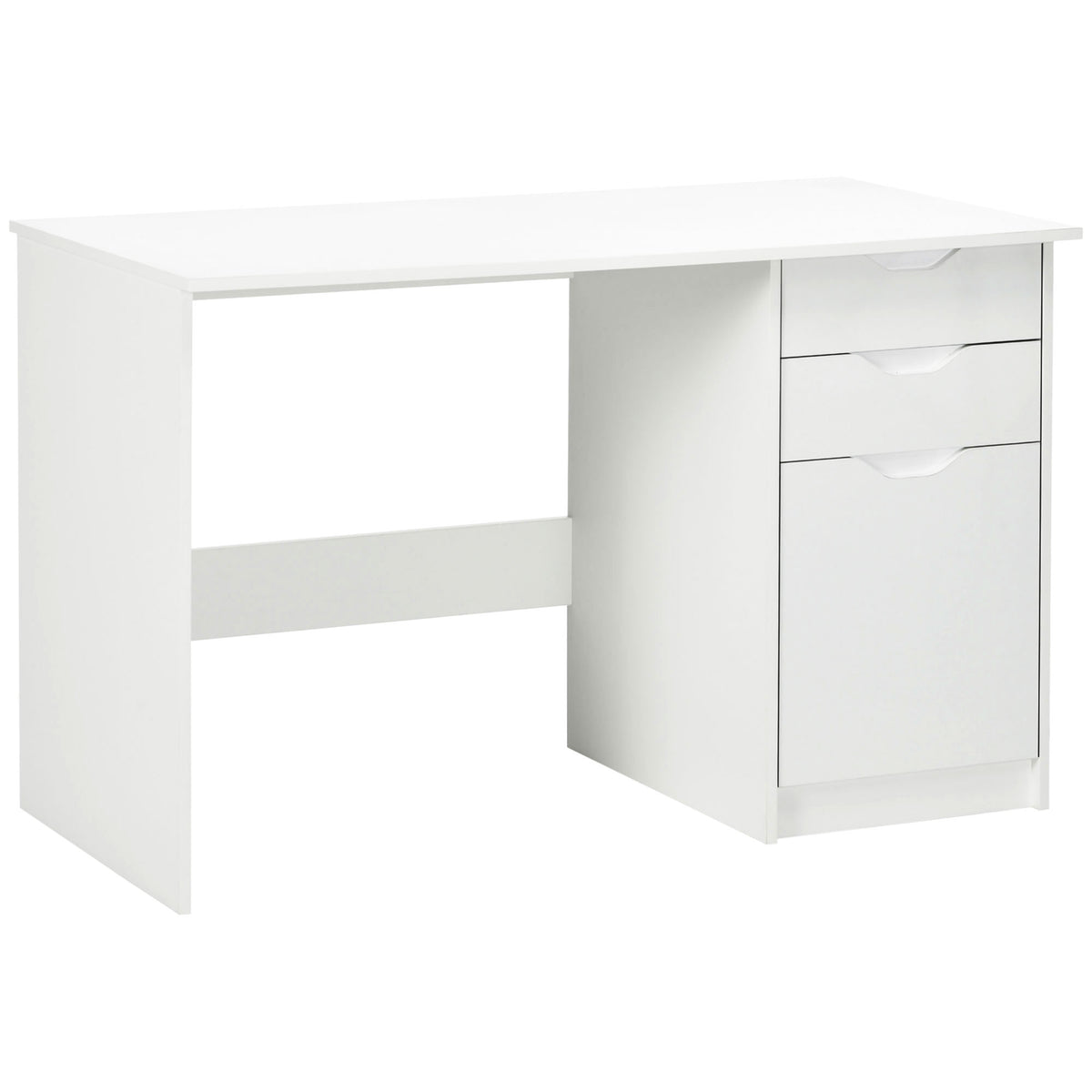 Kozy Computer Desk with Drawers, High Gloss Home Office Desk with Storage Cabinet, Study Workstation, 120 x 60cm, White