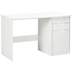 Kozy Computer Desk with Drawers, High Gloss Home Office Desk with Storage Cabinet, Study Workstation, 120 x 60cm, White