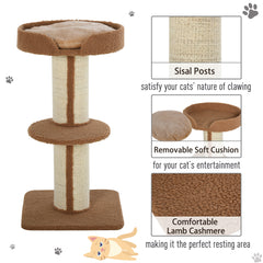 PawHut Cat Tree with Perches, Sisal Scratching Posts & Lamb Cashmere, Activity Centre, Brown