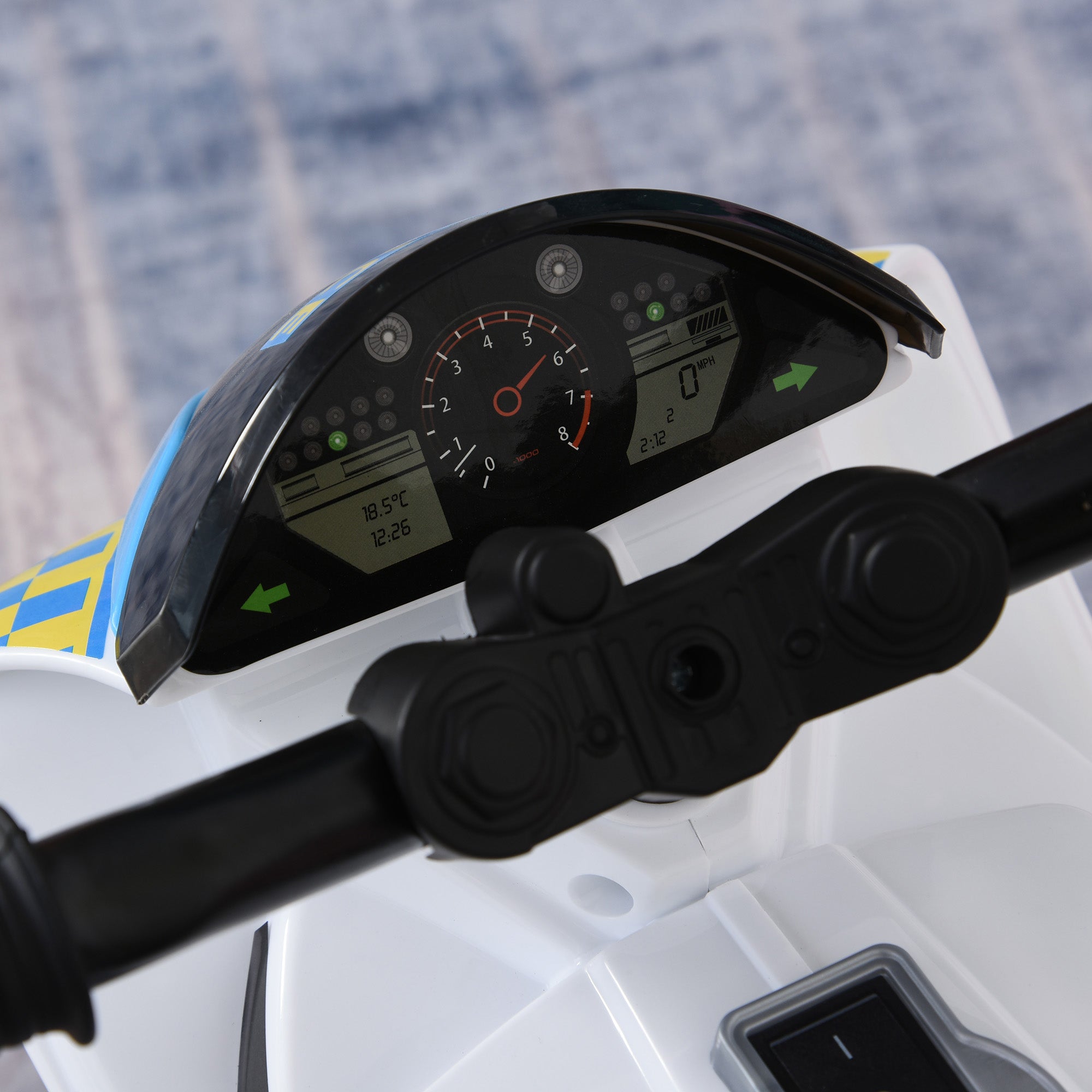 Kozy Kids Ride-On Police Bike 3-Wheel Vehicle w/ Music Lights Safe Seat Handlebars Toddler NO POWER Child Learning Fun Development 18-36 Months Blue