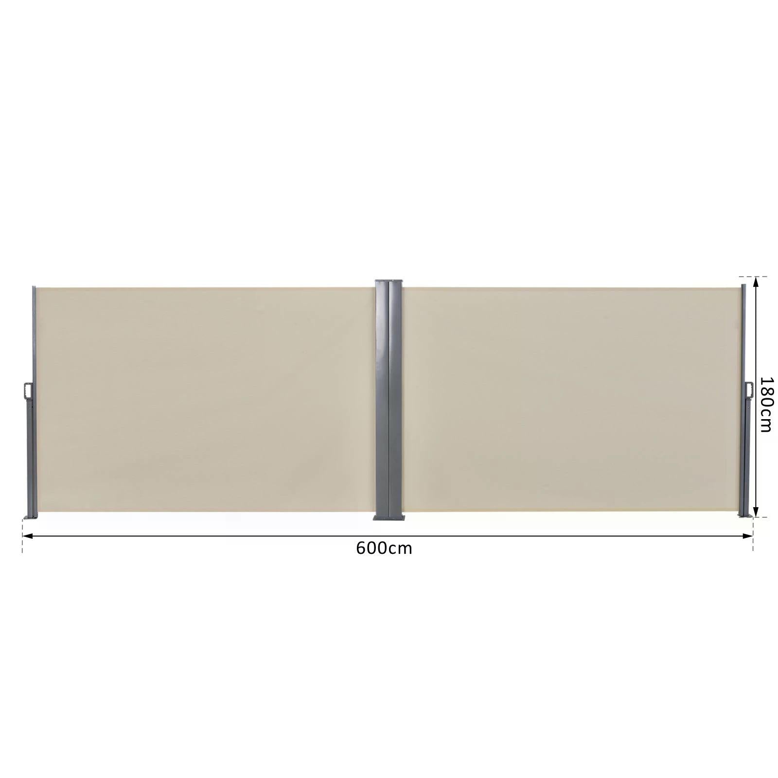 Outsunny Steel Frame Retractable Double Side Awning Beige