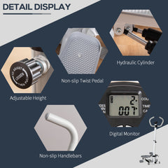 Kozy Adjustable Twist Stepper Aerobic Ab Exercise Fitness Workout Machine w/ LCD Screen, Height Adjust Handlebars for Home Gym, White and Grey