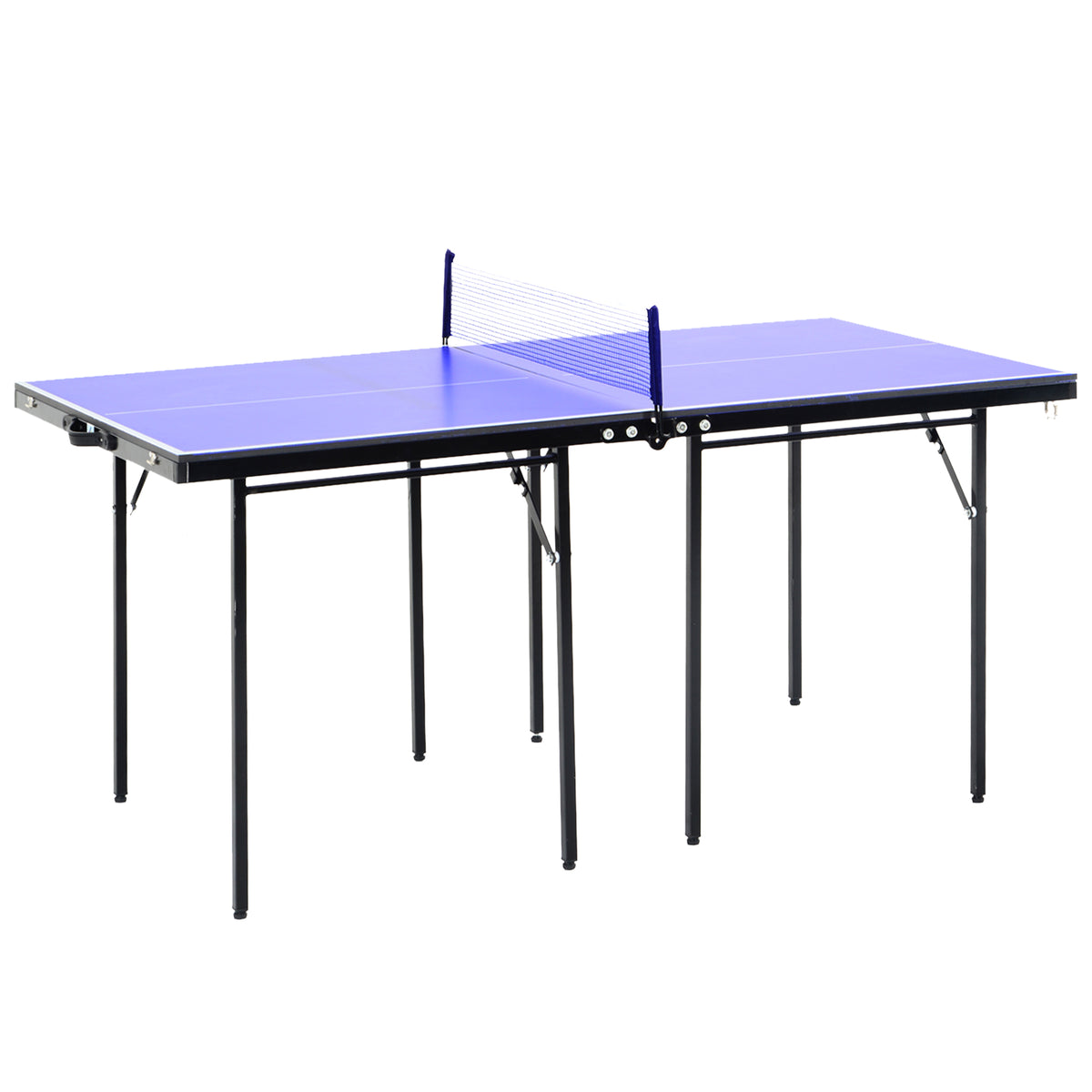 Kozy Folding 5ft Mini Compact Table Tennis Top Ping Pong Table Set Professional Net Games Sports Training Play Blue