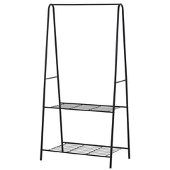 HOMCOM Metal Clothes Rack Coat Garment Hanger Hallway Organiser Hanging Rail Stand 2-tier Shoe Shelving A Shaped 77L x 45W x 153H cm Black | Aosom UK
