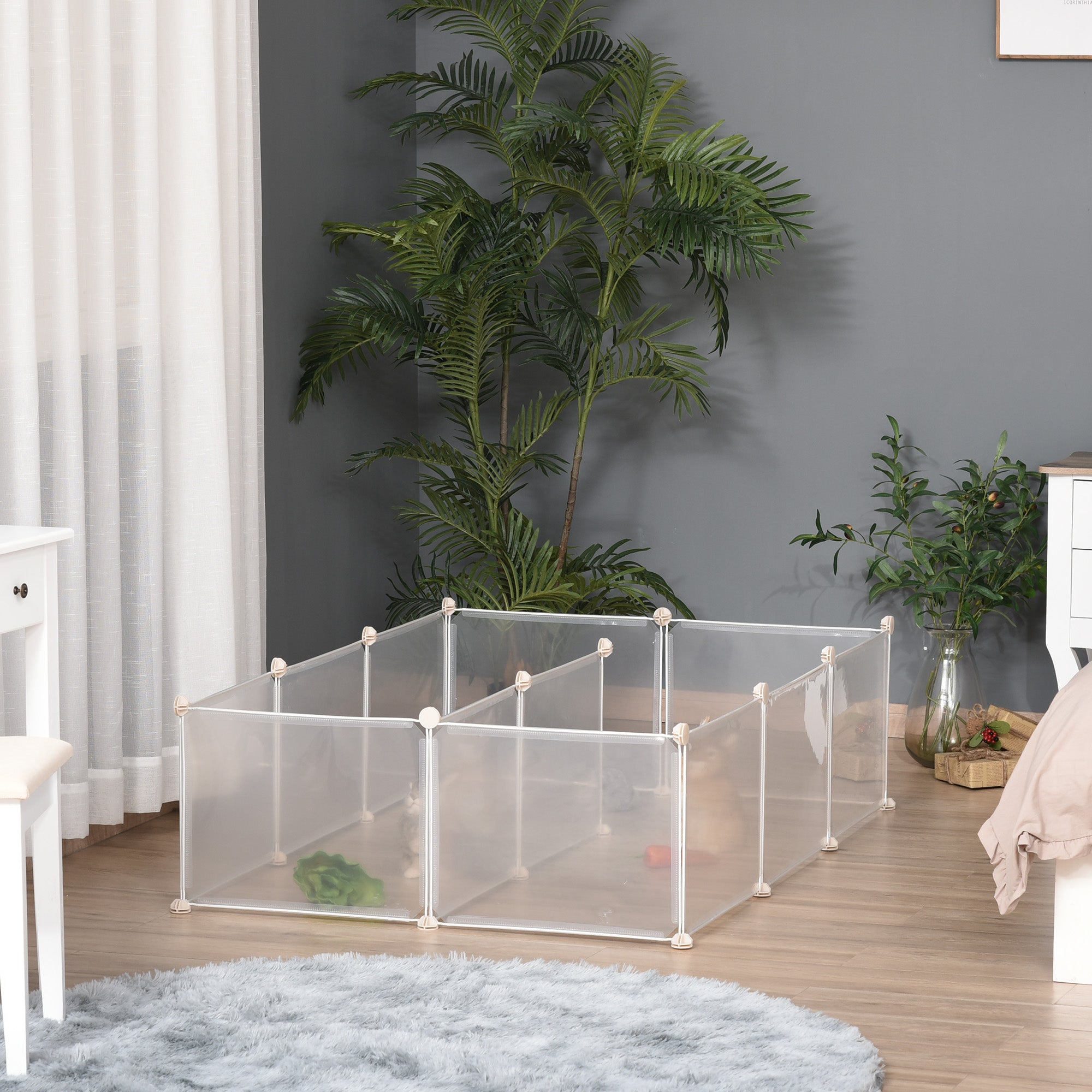 Kozy Pet Playpen DIY Small Animal Cage Open Enclosure Portable Plastic Fence 12 Panels for Hedgehog Bunny Chinchilla Guinea Pig White