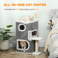 Kozy 75 cm Cat Tree, Cat Tower Condo for Indoor Cats with Scratching Post, Jumping Platform, Grey