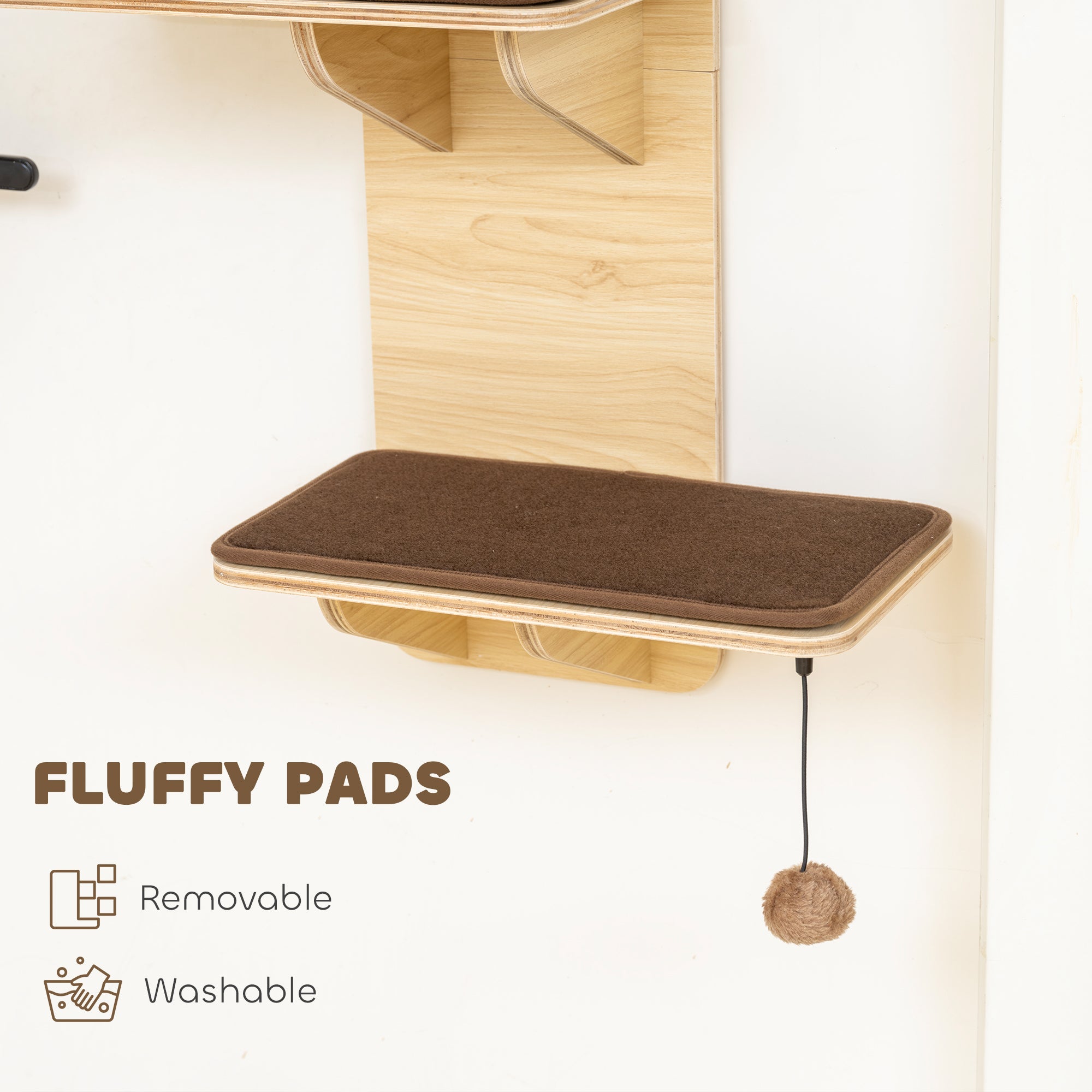 Kozy - 4-Level Door Mounted Cat Tree with Washable Plush Mats, Toy Balls, Door Hanging Cat Shelf for Indoor Cats
