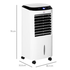 Kozy Portable Air Cooler, Evaporative Anion Ice Cooling Fan Water Conditioner Humidifier Unit with 10L Water Tank, 3 Modes, 3 Speed, Remote, Timer, Oscillating for Home Quiet Bedroom, White