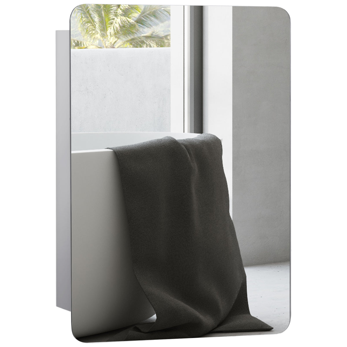 Kozy Bathroom Storage Cabinet w/Sliding Mirror Door, Wall Mounted Bathroom Cabinet with 3 Shelves, Stainless Steel Frame, 46W x 66H cm