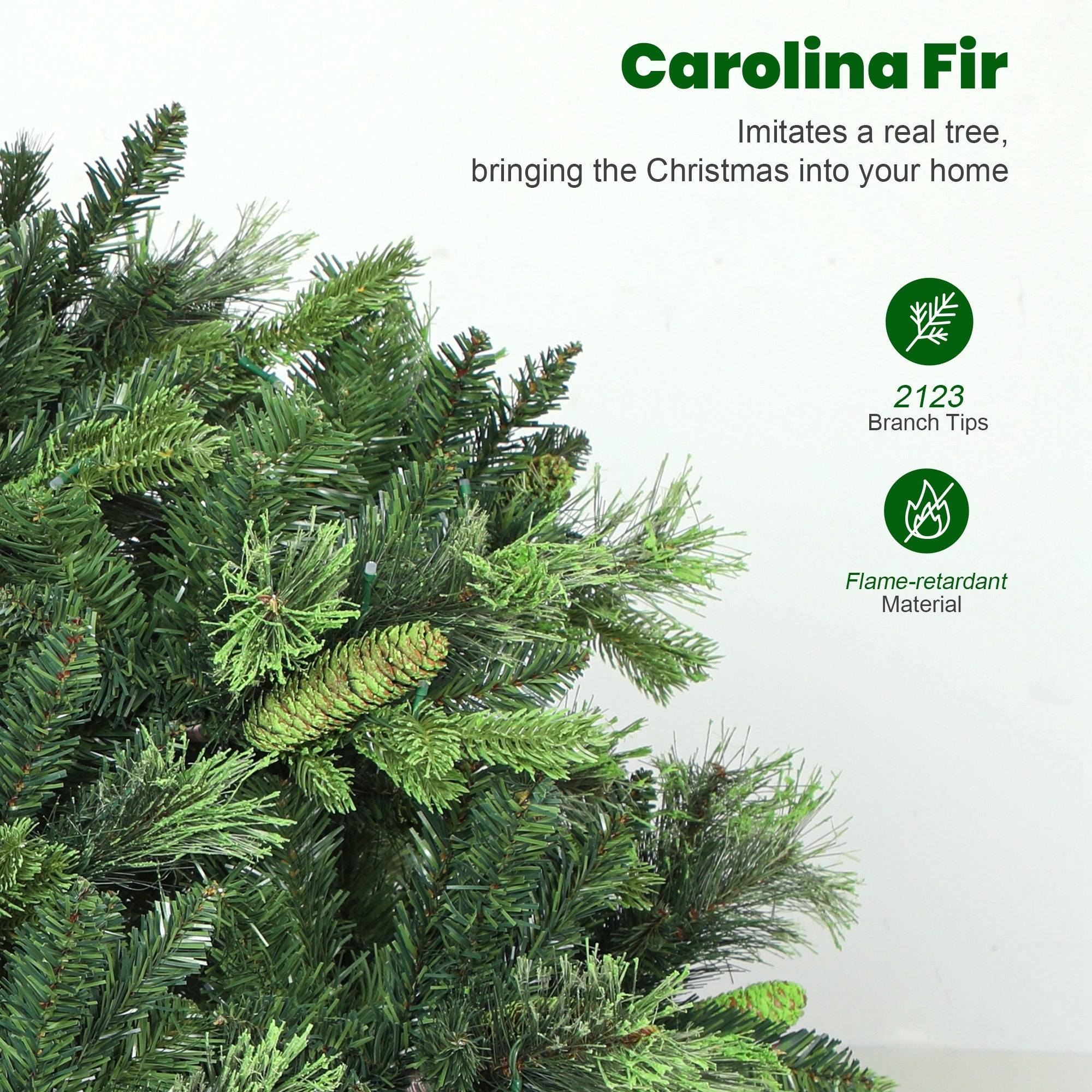 Kozy - 7.5ft Carolina Pine Christmas Tree with Colourful DIY Synchronized LED Lights and Remote