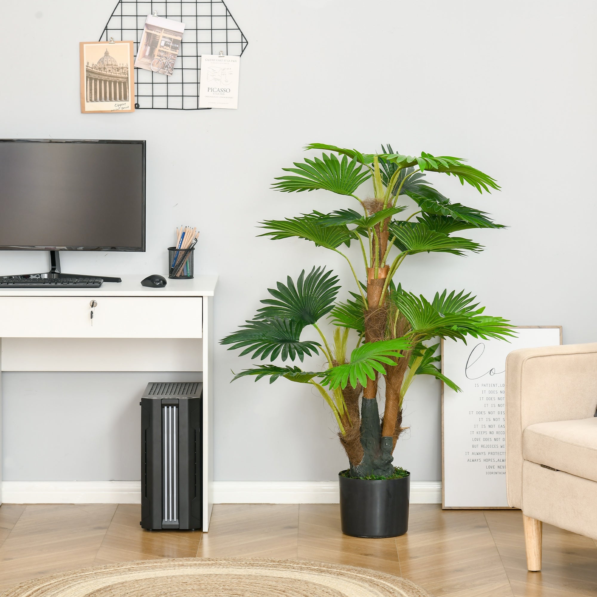 HOMCOM 2 Pack Artificial Plant Palm Tree in Pot, Fake Plants for Home Indoor Outdoor Decor, 135cm, Green | Aosom UK