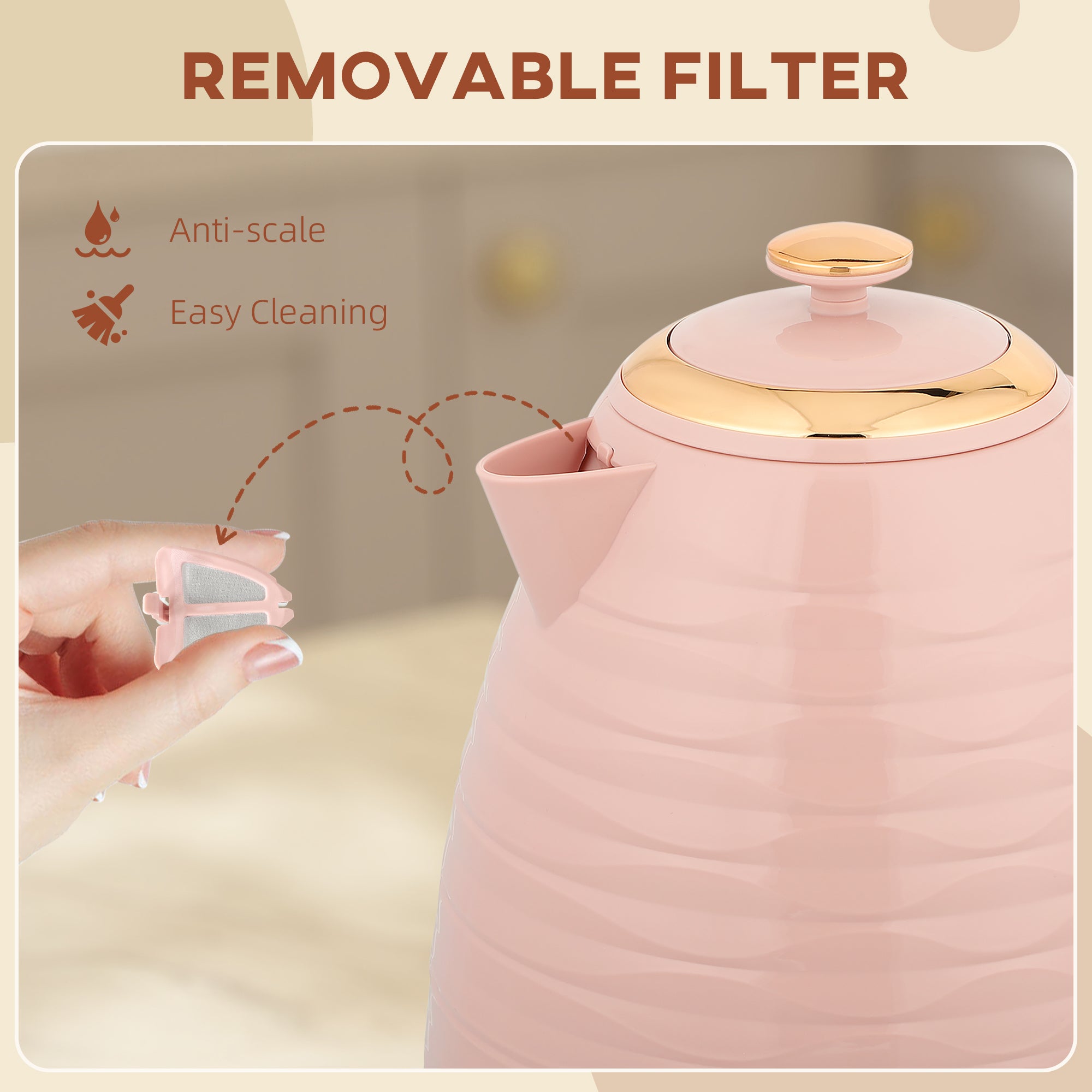 Kozy - 3kW Rapid Boil Honeycomb Kettle - Pink