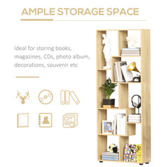 Kozy Bookshelf, Tall Bookcase, Modern Room Divider, 8 Cube Storage Unit, Freestanding Storage Shelf for Living Room, Bedroom, Home Office, 70 x 24 x 178 cm, Natural