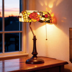 Kozy Tiffany-Style Rose and Butterfly Table Lamp - Multi