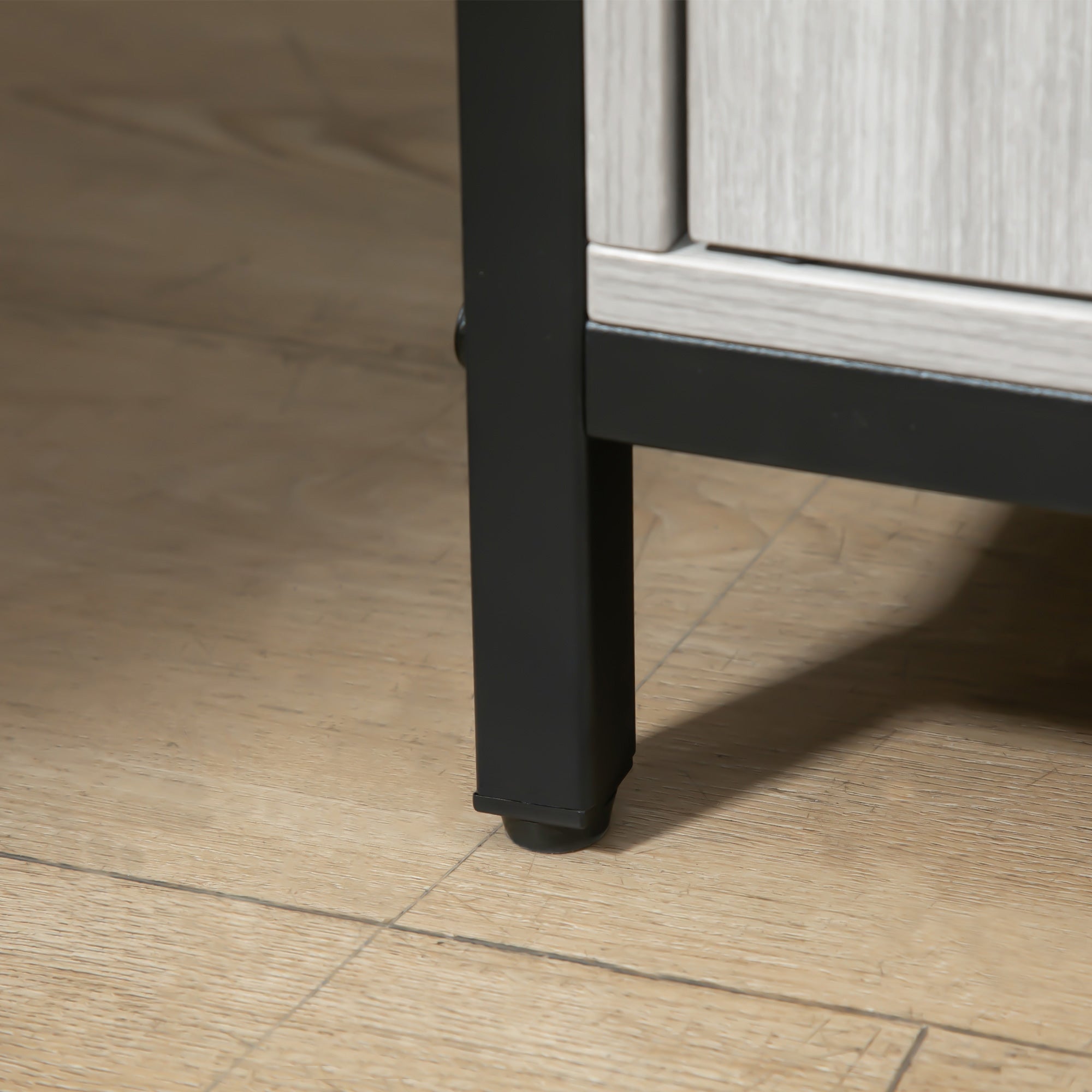 Kozy Modern Sideboard, Steel Frame Storage Cabinet with 2 Doors and Adjustable Shelves for Living Room, Hallway, Light Grey