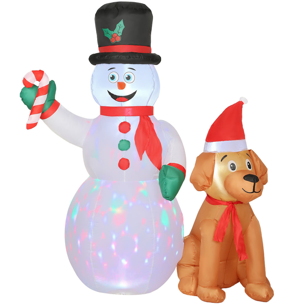 Kozy 6FT Christmas Inflatables Snowman & Dog with Built-in LED Lights and Flashing Light, Blow Up Christmas Inflatable Decoration for Indoor Outdoor Decor, Garden