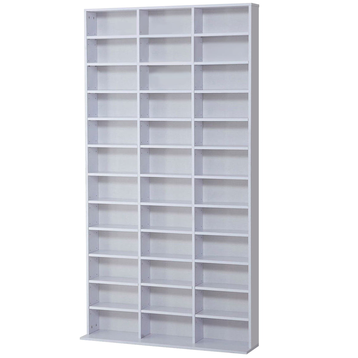 HOMCOM CD / DVD Storage Shelf Storage Unit for 1116 CDs Height-Adjustable Compartments 102 x 24 x 195 cm White