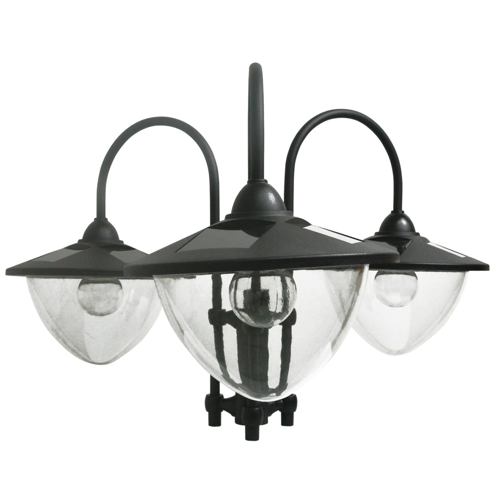 Kozy 189cm 3-head Solar Lamp Post, Street Light with Planter, Automatic-on, 6 Hour Max Outdoor Ready LED Lighting, Black