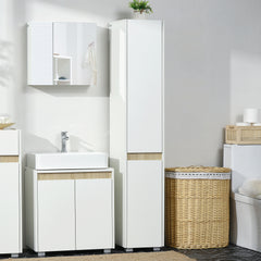 Kozy Tall Bathroom Cabinet with Adjustable Shelves, 5-Tier Modern Freestanding Tallboy with Storage Cabinets, White