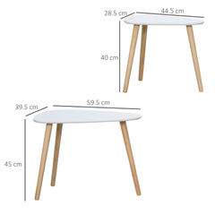 Kozy Nesting Coffee Table, Set of 2 Side Tables, Stacking End Tables with Solid Wood Legs, for Living Room Bedroom, White