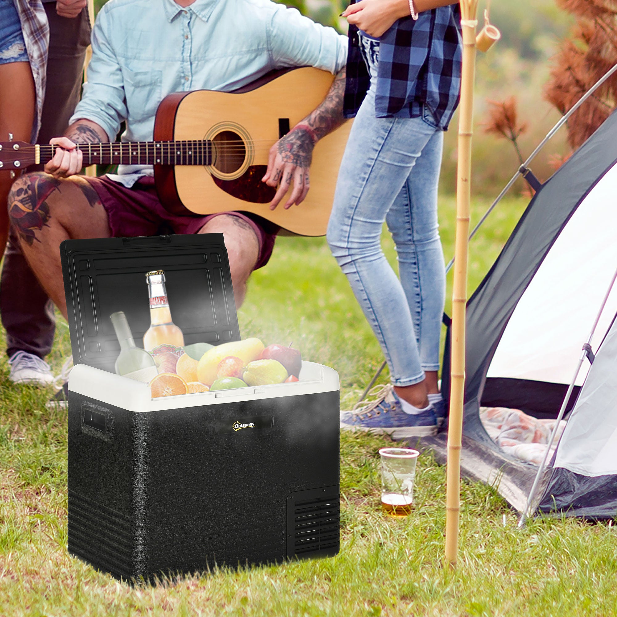 Kozy 50L Car Refrigerator, Portable Compressor Car Fridge Freezer, Electric Cooler Box with 12/24V DC and 110-240V AC for Camping, Driving, Picnic, Down to -20℃
