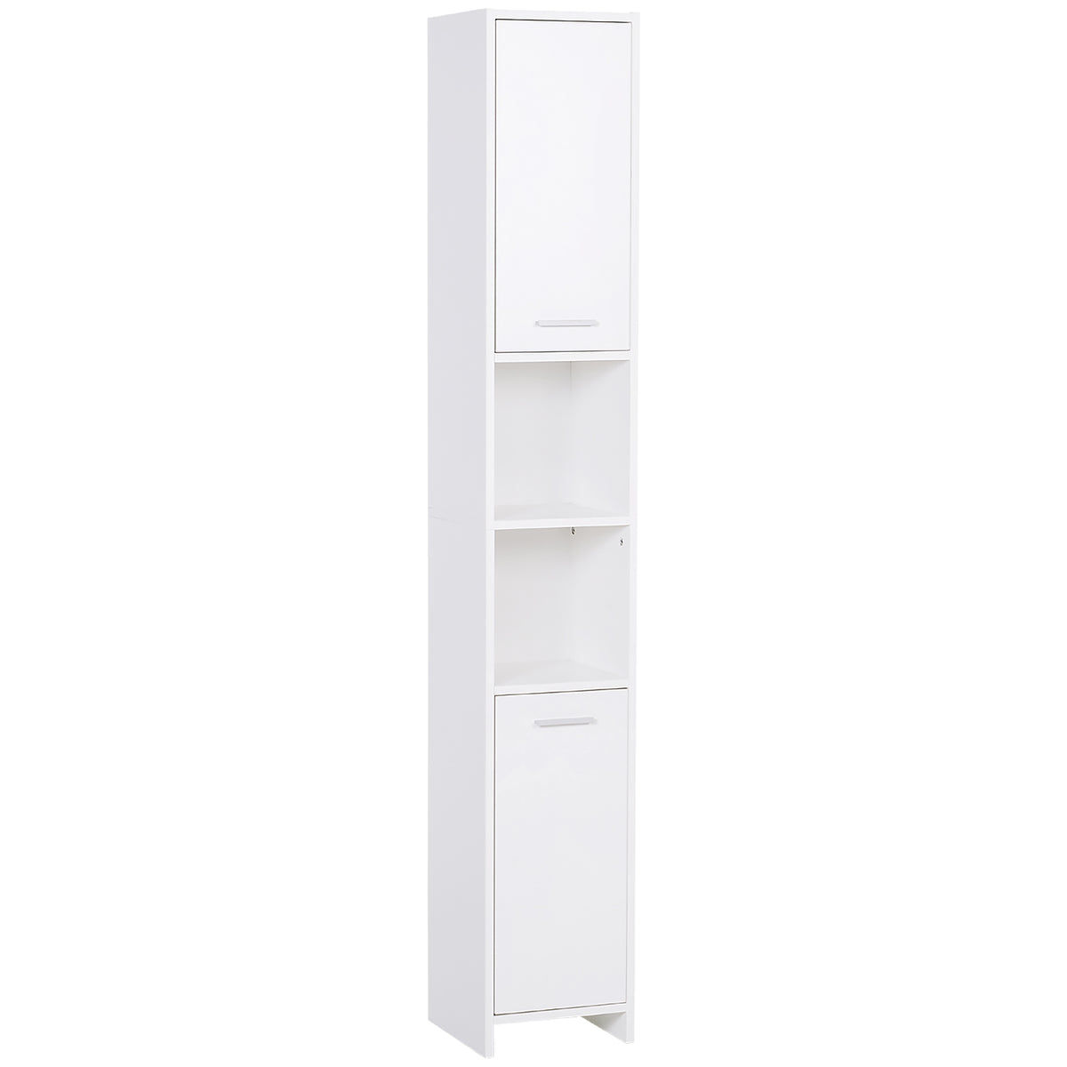 Kozy Bathroom Floor Storage Cabinet Slim Tallboy w/ Door Cupboard & Shelves For Living Room, Bedroom, Hallway White