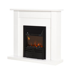 Kozy - Electric Firplace Suites & Mantelpiece w/LED Flames Remote Marble Stone Modern Curved Surround Intelligent Safe Tempered Glass Adjustable Thermal 1000W/2000W