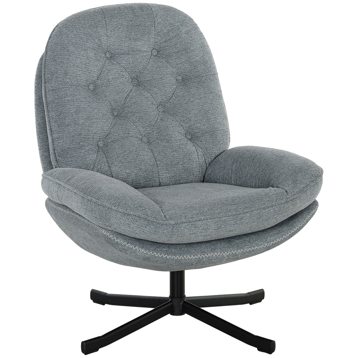 HOMCOM Armchair with 360 Degree Swivel and Wide Padded Seat, Upholstered Accent Chair with Water-Repellent Chenille Fabric Occasional Chair for Living Room Bedroom Home Office Reception Balcony, Grey