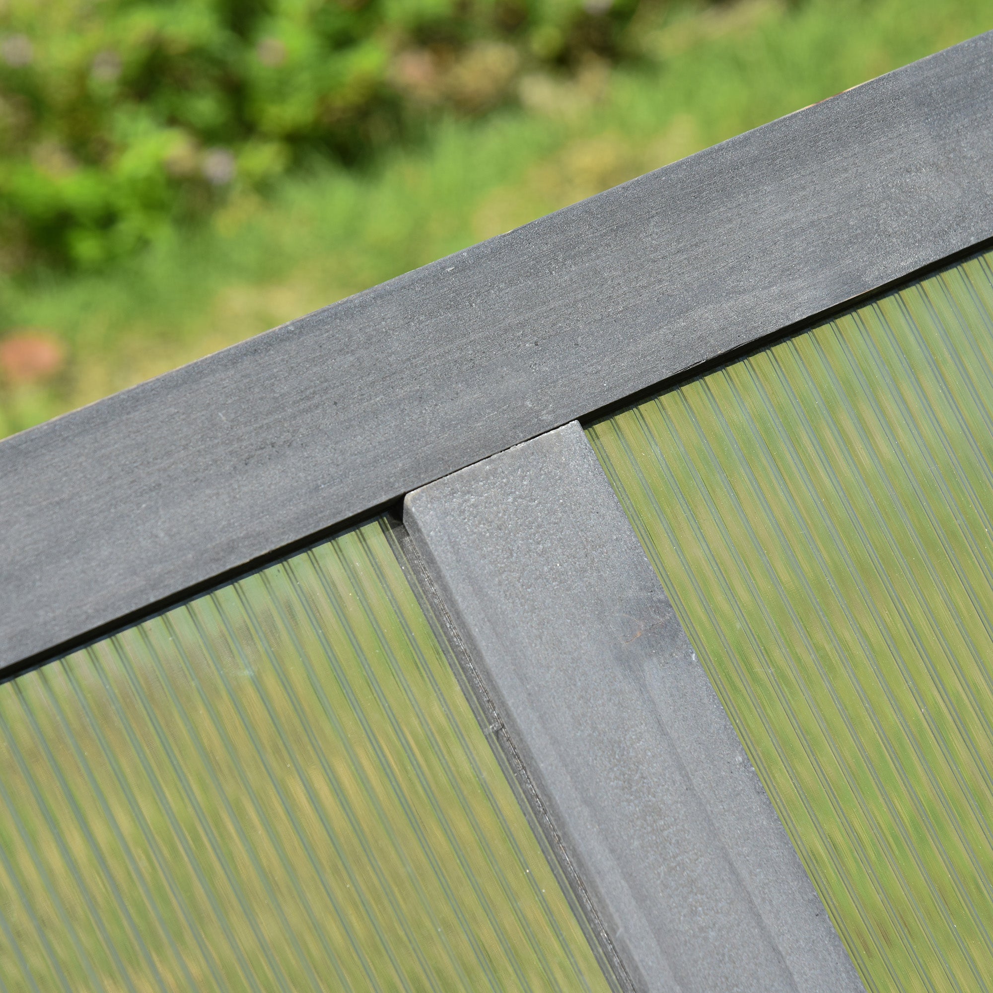 Kozy Wooden Cold Frame, Small Polycarbonate Greenhouse for Plants with Openable & Tilted Top Cover, Grey, 100 x 65 x 40cm