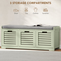 Kozy - 3-Drawer Shoe Storage Bench - Green