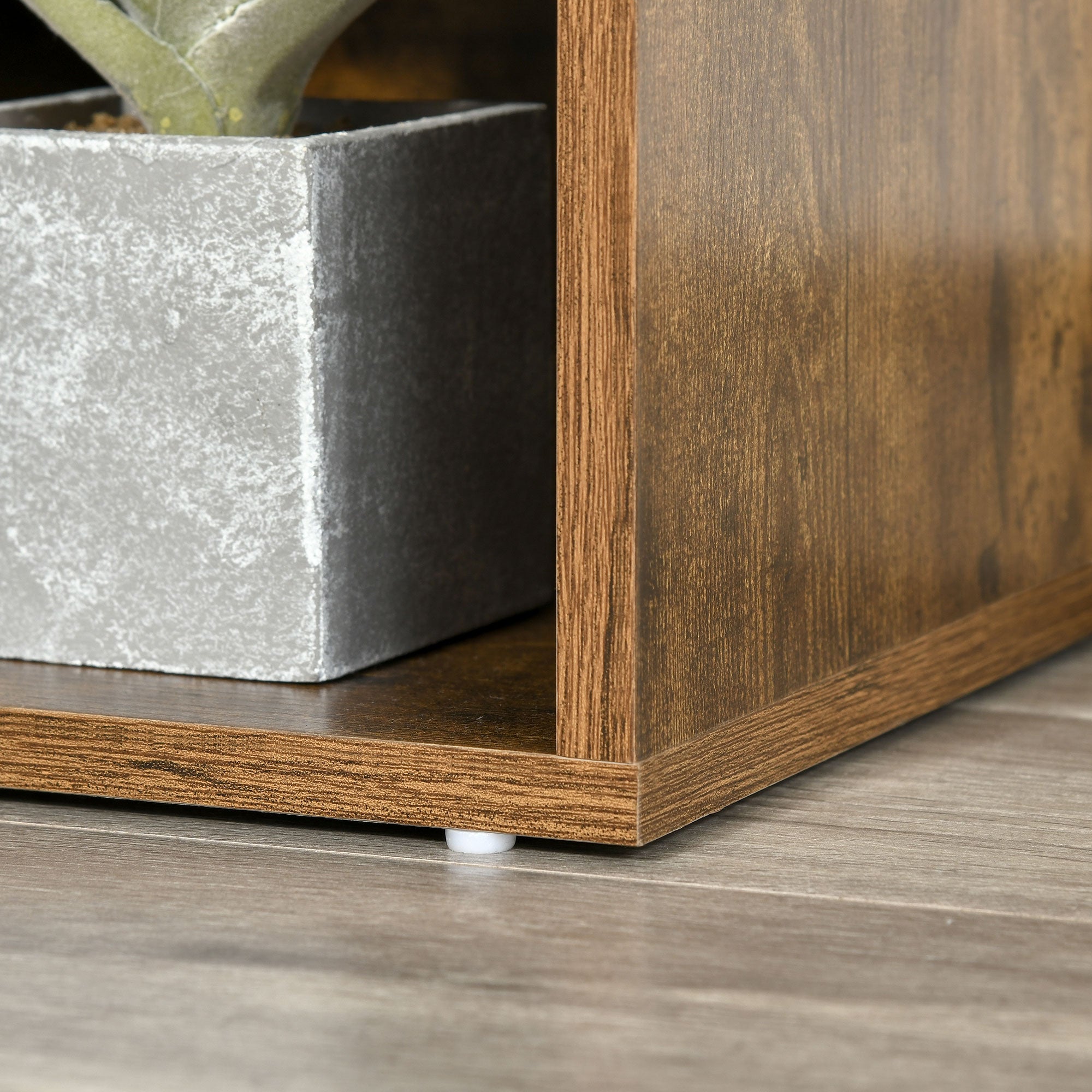 Kozy Bookcase Storage Shelf with Cushioned Reading Seat, Cube Bookshelf Organizer for Bedroom Living Room, Rustic Brown