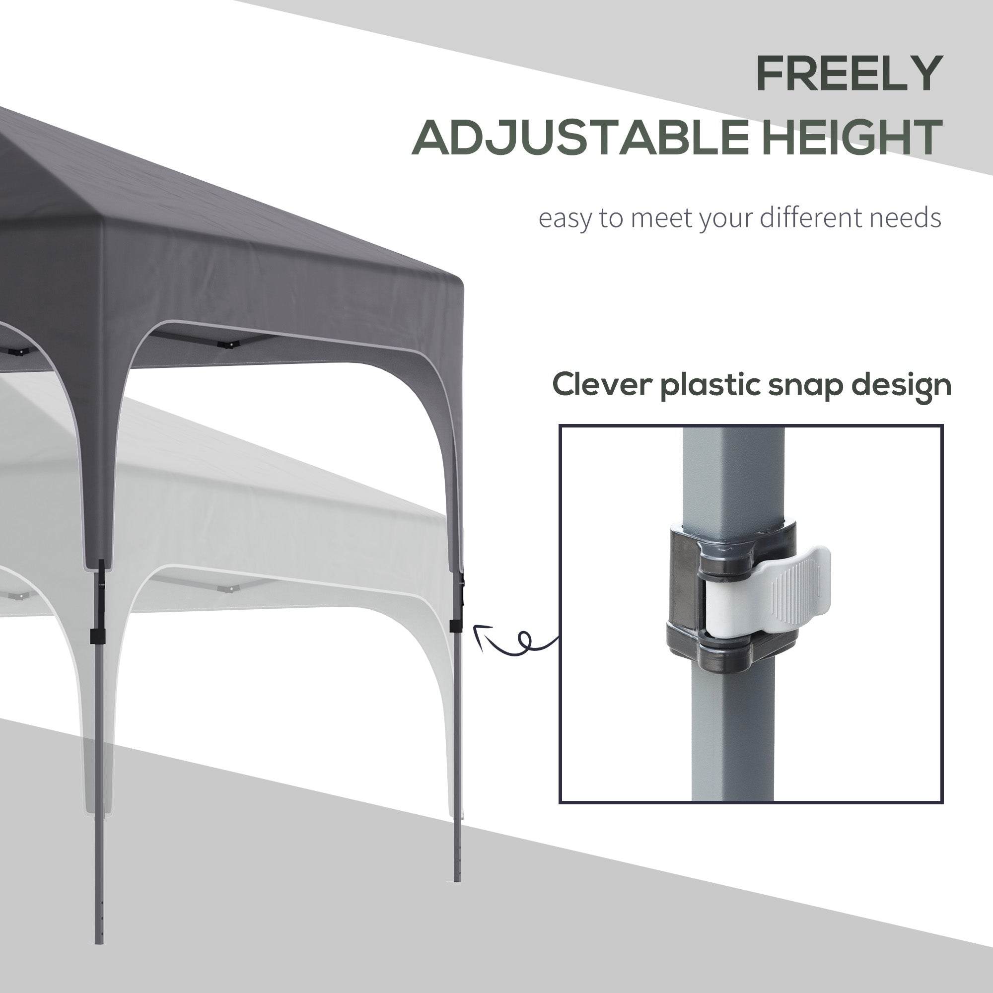Kozy 3 x 3(M) Pop Up Gazebo, UPF 50+ Foldable Canopy Tent with Wheeled Carrybag, 4 Leg Weight Bags, Height Adjustable Marquee Shelter 1 person easy setup for Outdoor Garden Patio Party, Dark Grey
