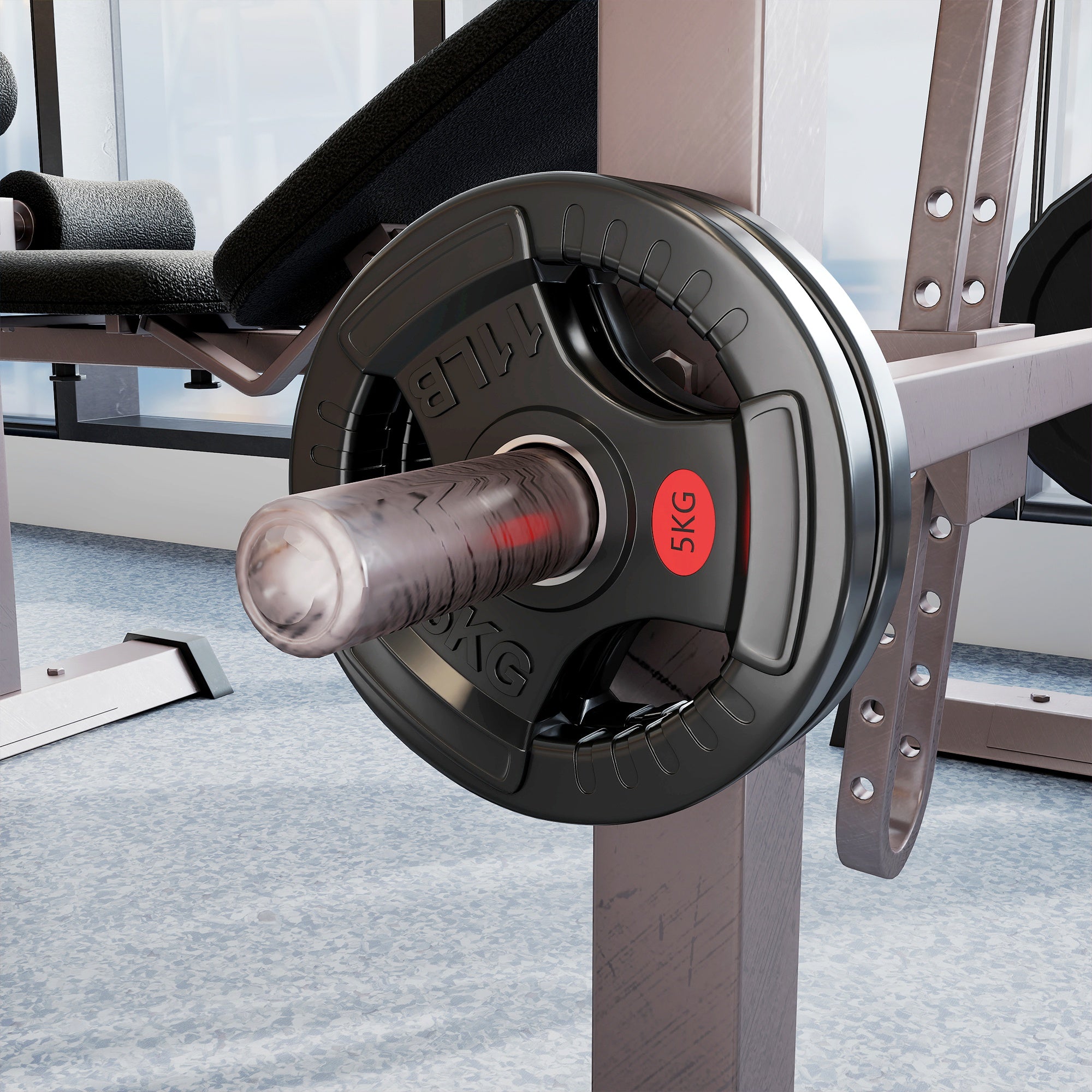 Kozy Olympic Weight Plates, 2"/5cm Weight Disc Pair with Tri-Grips, 2 x 5kg Dumbbell Plates for Weightlifting and Strength Training Home Gym Fitness Workout, Black