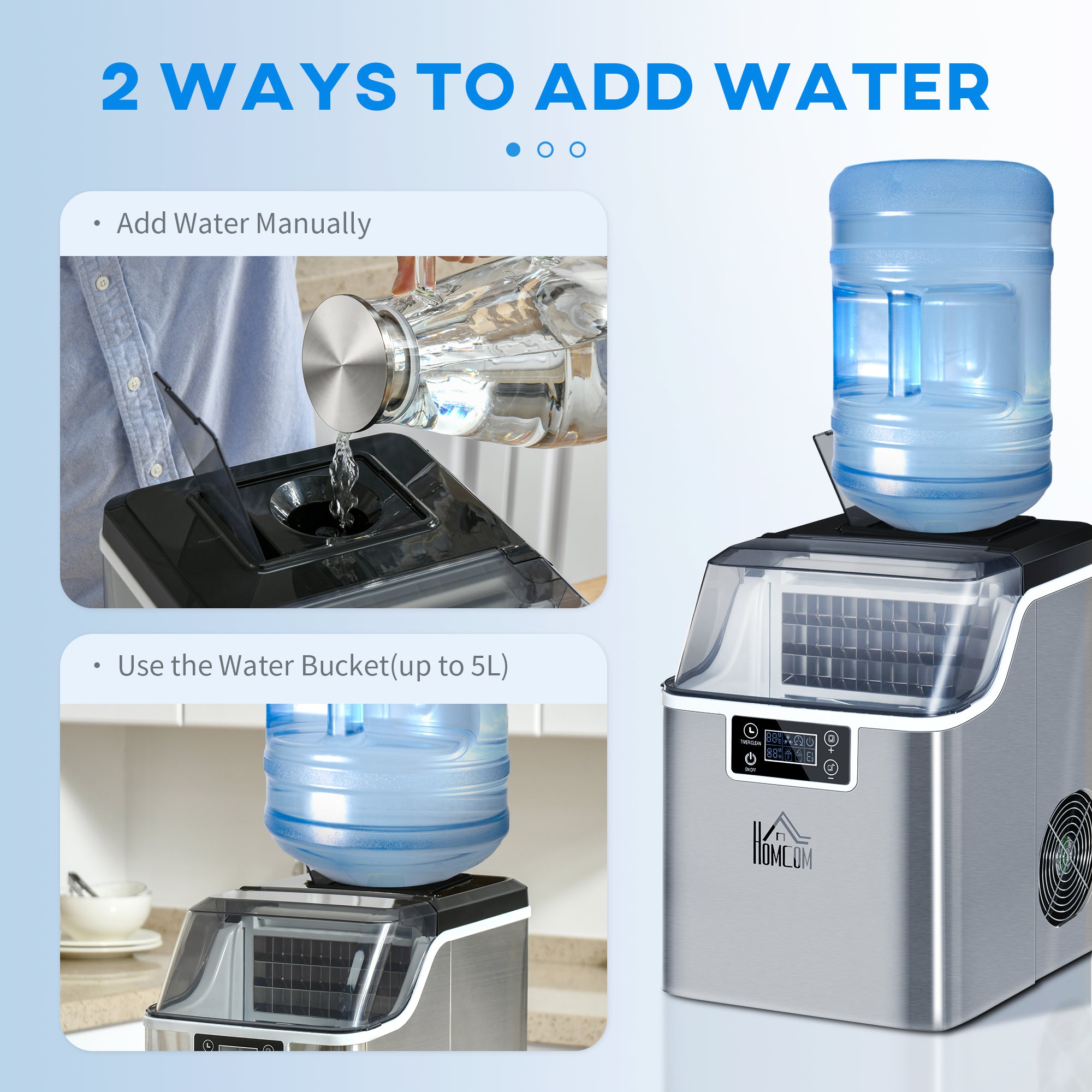 Kozy 3.2L Compact Ice Machine, with LCD Screen and Accessories - Silver-Tone