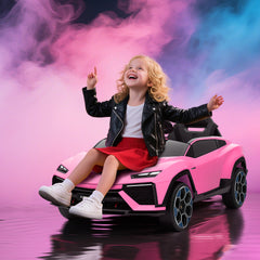 Kozy 12V Licensed Lamborghini Electric Cars for Kids, Ride On Car with Remote Control for 3-6 Years Old, Pink