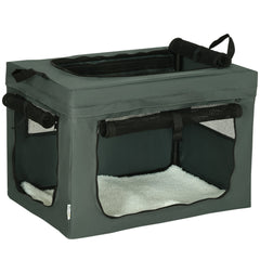 PawHut Portable Pet Carrier: Foldable Travel Bag for Cats & Small Dogs, Breathable Mesh, Ash Grey | Aosom UK