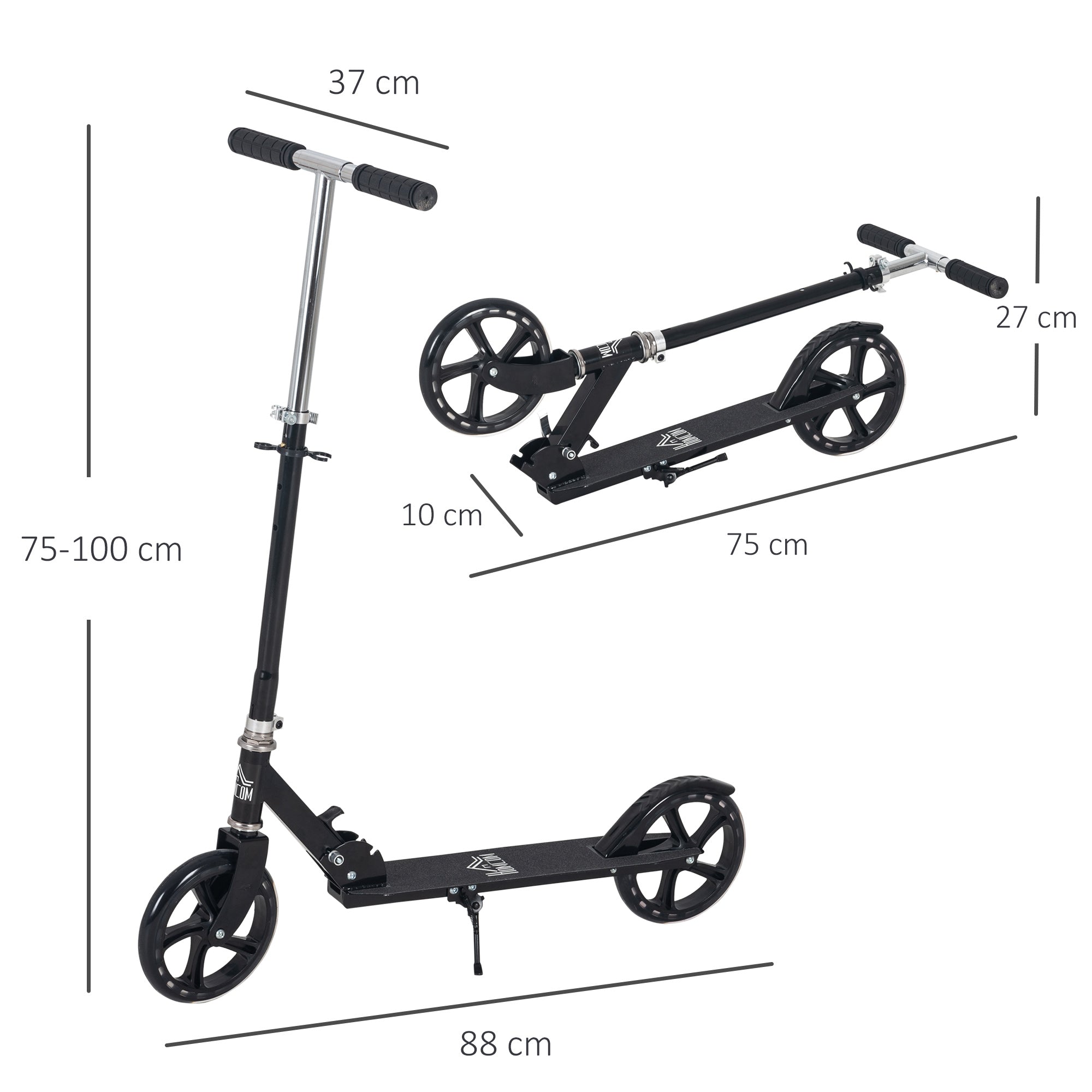 Kozy Kids Scooter Teenager Kick Scooter Foldable 4 Levels Adjustable Height with Rear Fender Brake for 7-14 Years
