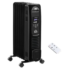 Kozy 1500W Digital Oil Filled Radiator, 7 Fin, Portable Electric Heater with LED Display, Built-in Timer, 3 Heat Settings, Safety Cut-Off and Remote Control, White