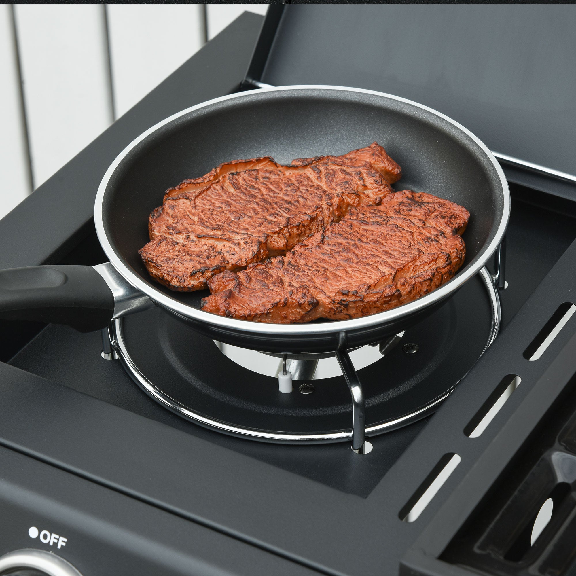 Kozy 3+1 Burner Gas BBQ Grill, Outdoor Barbecue Trolley with Wheels, Warming Rack, Side Shelves, Cabinet, Thermometer for Garden, Party, Camping, 110L x 50W x 100Hcm, Black