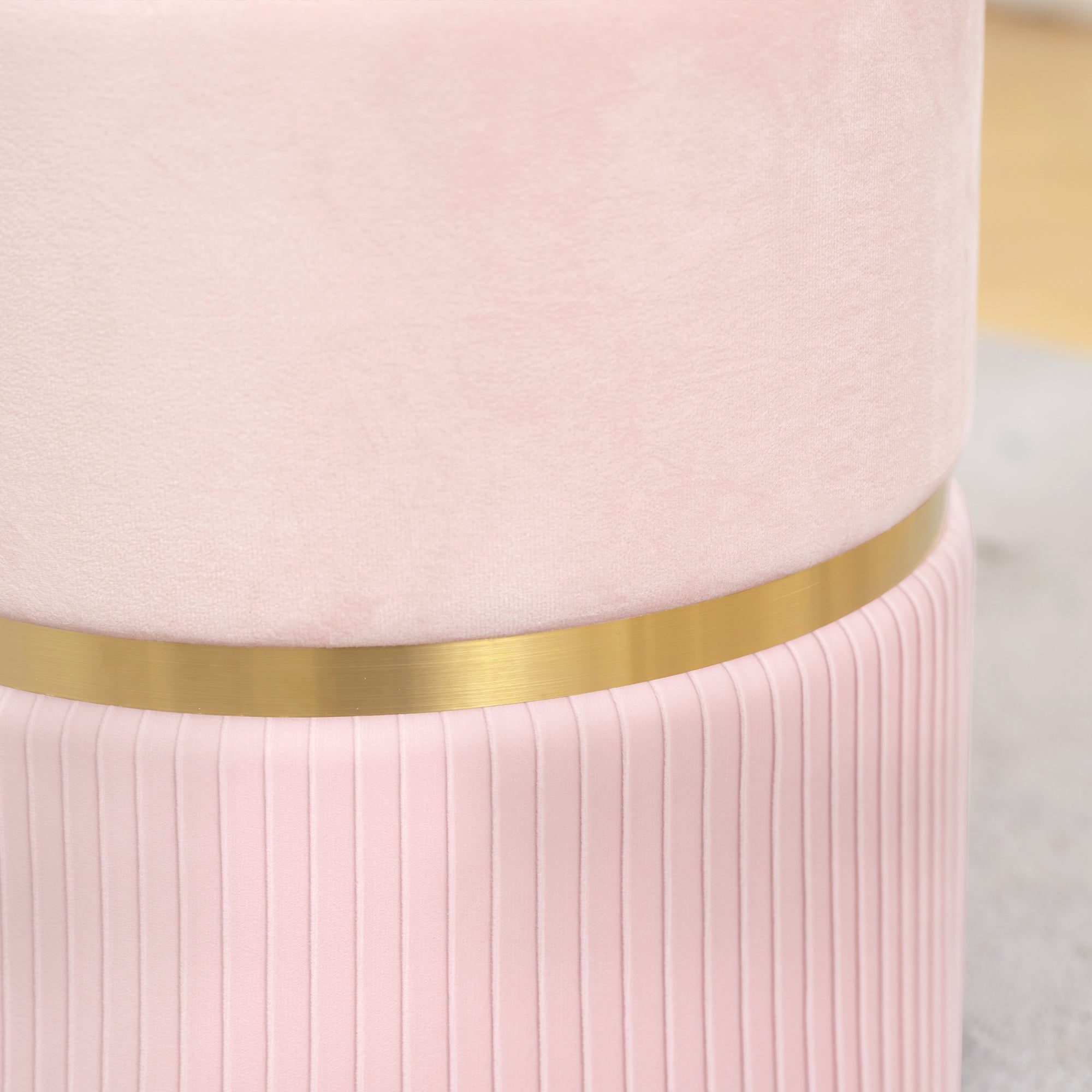 Kozy Velvet-Feel Storage Ottoman - Pink