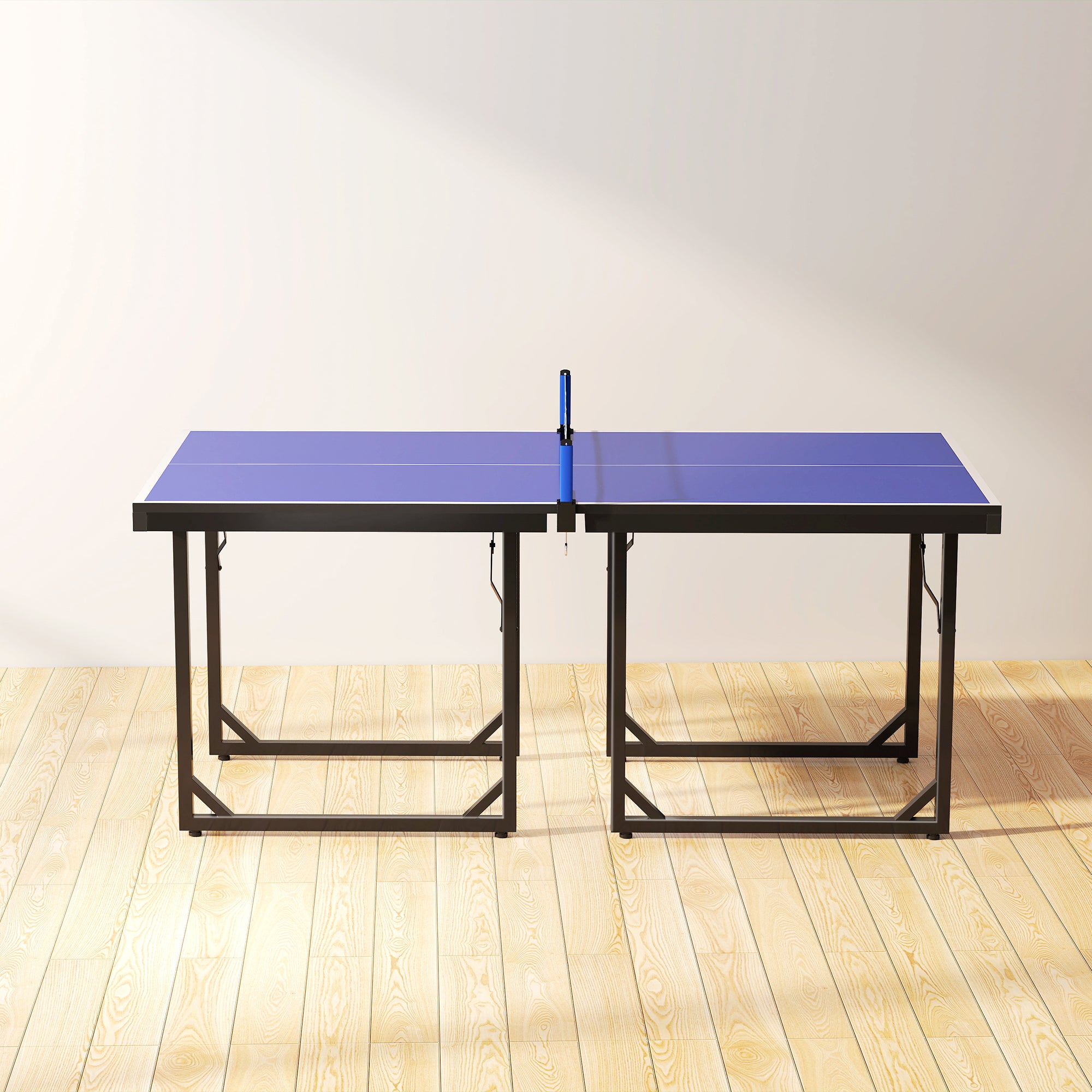 Kozy 6ft Table Tennis Table, Ping Pong Table with Net, Foldable and Portable Ping Pong Set for Indoor Outdoor Use, Easy Assemble, Midsize, Blue