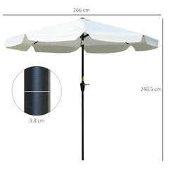Kozy 2.7m Patio Parasol Garden Umbrellas Outdoor Sun Shade Table Umbrella with Tilt, Crank, 8 Ribs, Ruffles, White