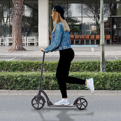 HOMCOM Teens Adult Kick Scooter w/ Shock Absorption Mechanism Foldable Adjustable Height Aluminium Frame Ride On Toy for 14+