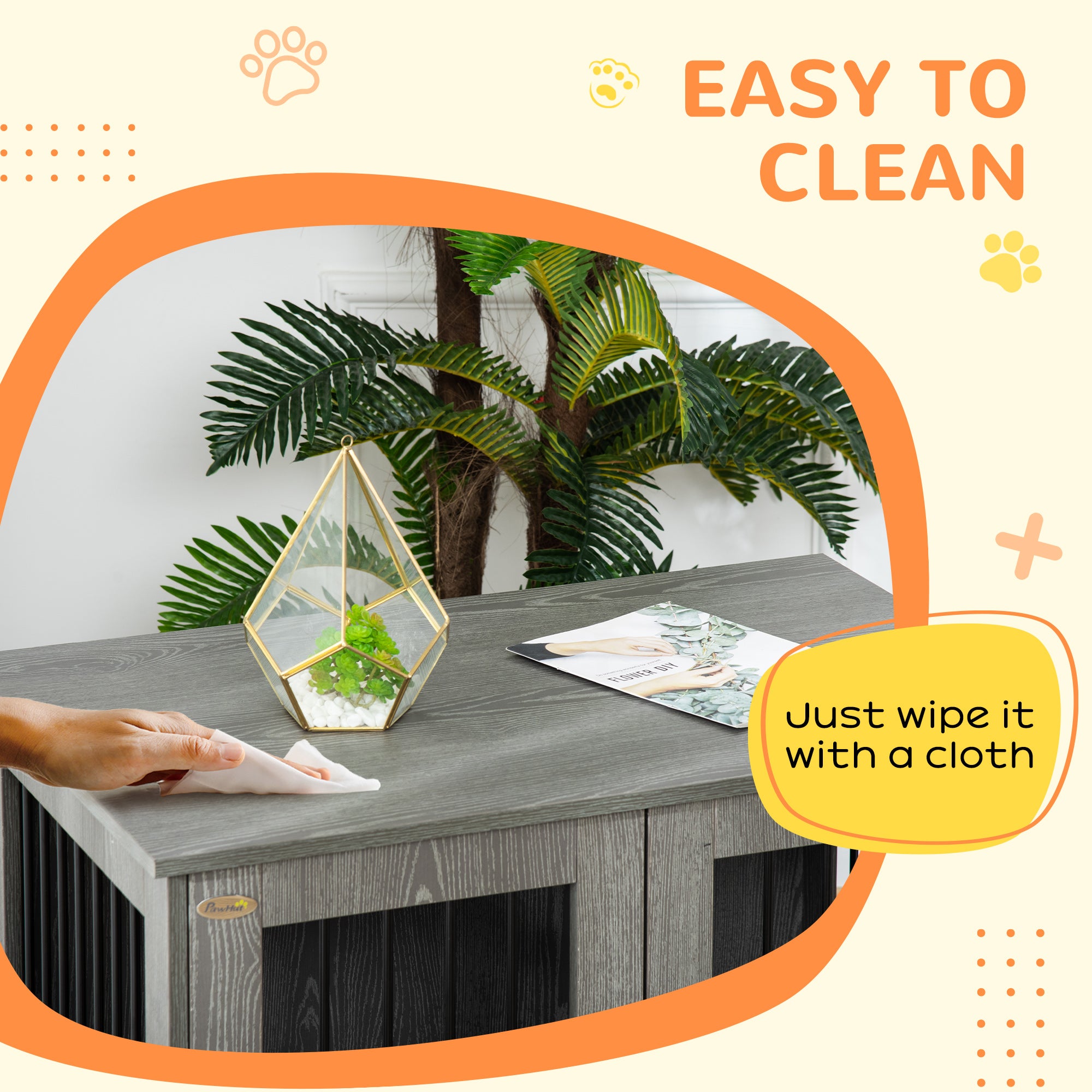 Kozy Dog Crate Table for Medium and Large Dogs with Magnetic Door for Indoor Use, 85 x 55 x 75 cm, Grey